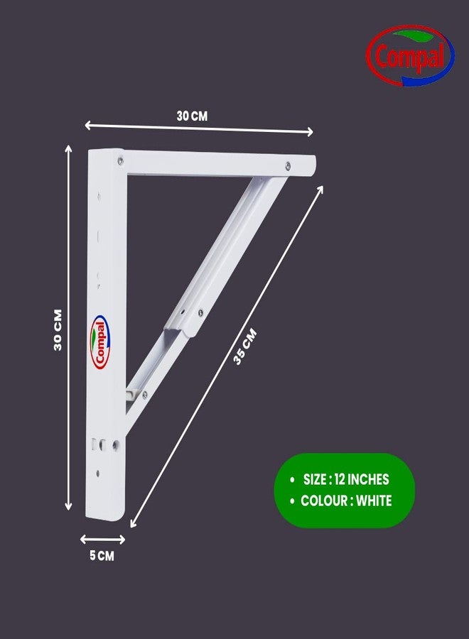 Compal Folding Shelf Brackets Foldable Brackets for DIY Folding Shelves or Tables, Shelf Brackets Collapsible, Bracket, Wall Brackets, Wall Angle Bracket, Folding Table Bracket (12 Inch Bracket) - Image 2